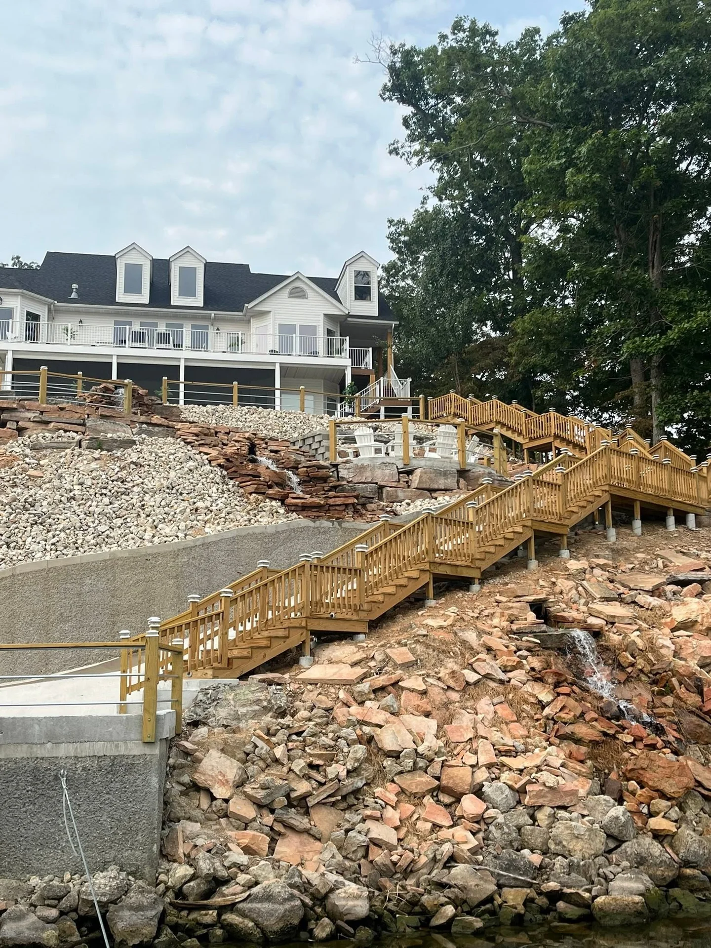 Lakefront stairs and outdoor terraces